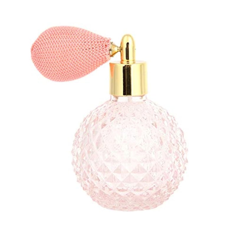 Topxome 1pcs 100ml Vintage Perfume Bottle Short Spray Atomizer Refillable Empty Glass (Pink) - Image 1